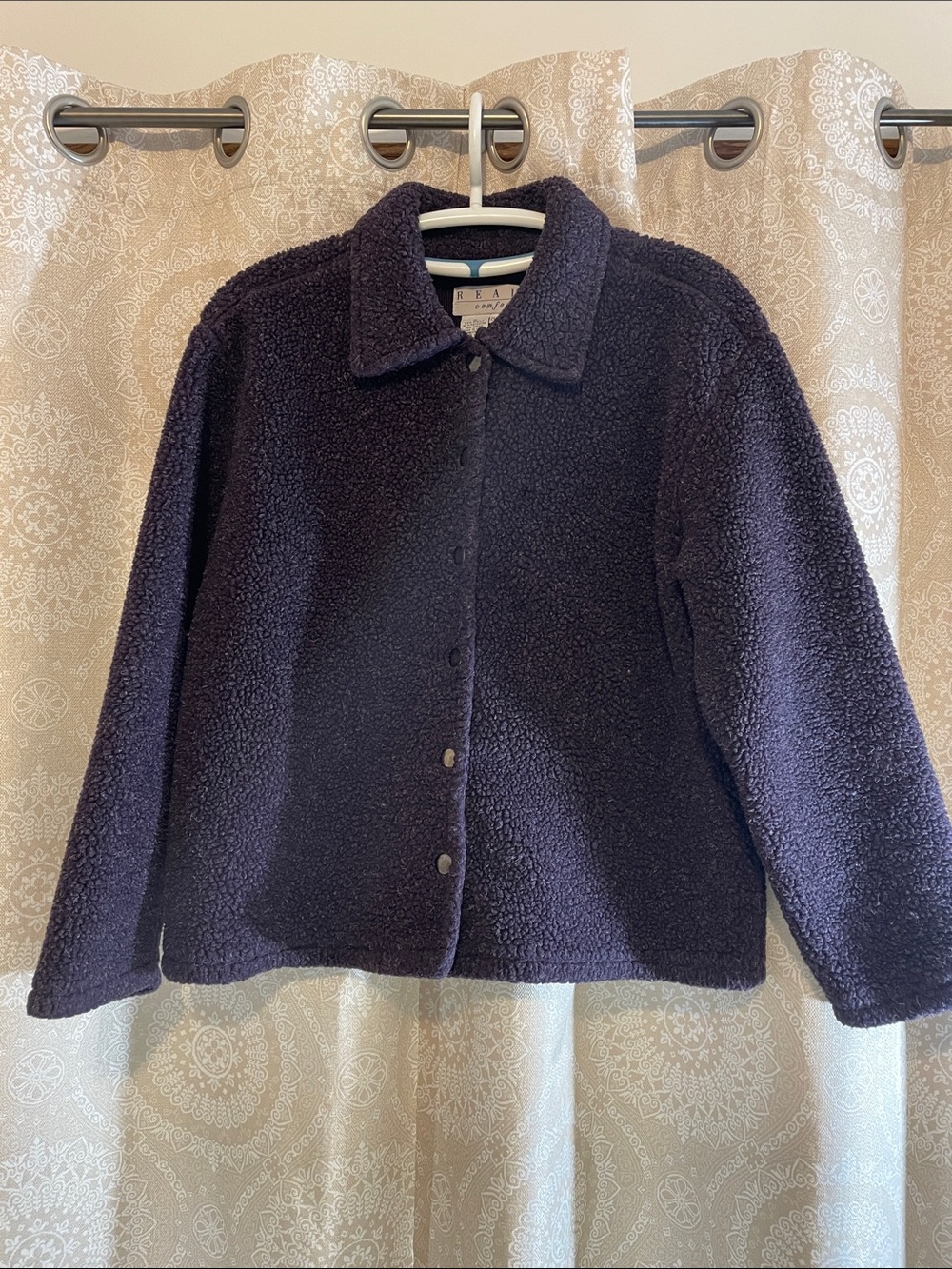 Women’s Real Comfort Size Medium Dark Purple Snap Coat.